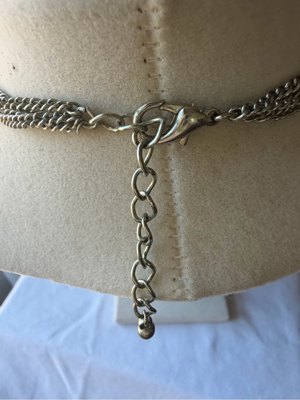 Long Silver Tone Multi Strand Chain Necklace Turquoise Bead Boho Statement - Picture 5 of 9